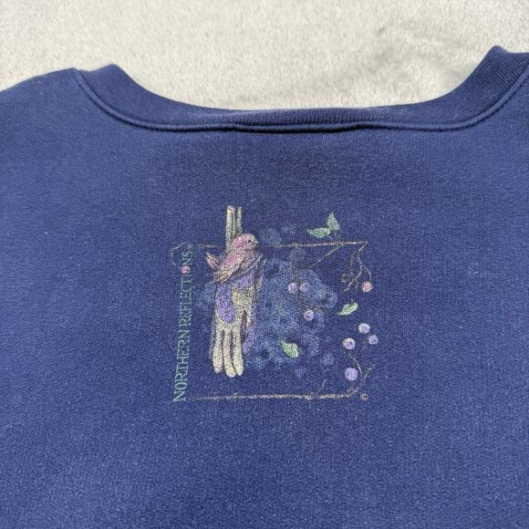 Northern Reflections Sweatshirt Women’s XL Blue Birdhouse Crew Long Sleeve - Picture 6 of 7